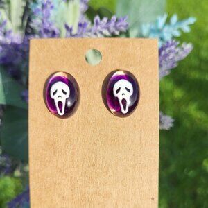 Scream Ghostface Halloween Resin Stud Earrings - Tones Verdes Jewelry